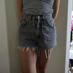 Gray High Waisted Distressed Shorts